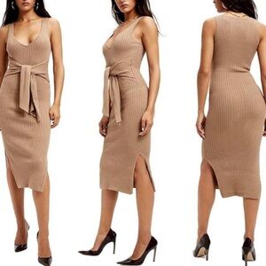 Good American rib-knit midi tied waist dress sz 3 (L)